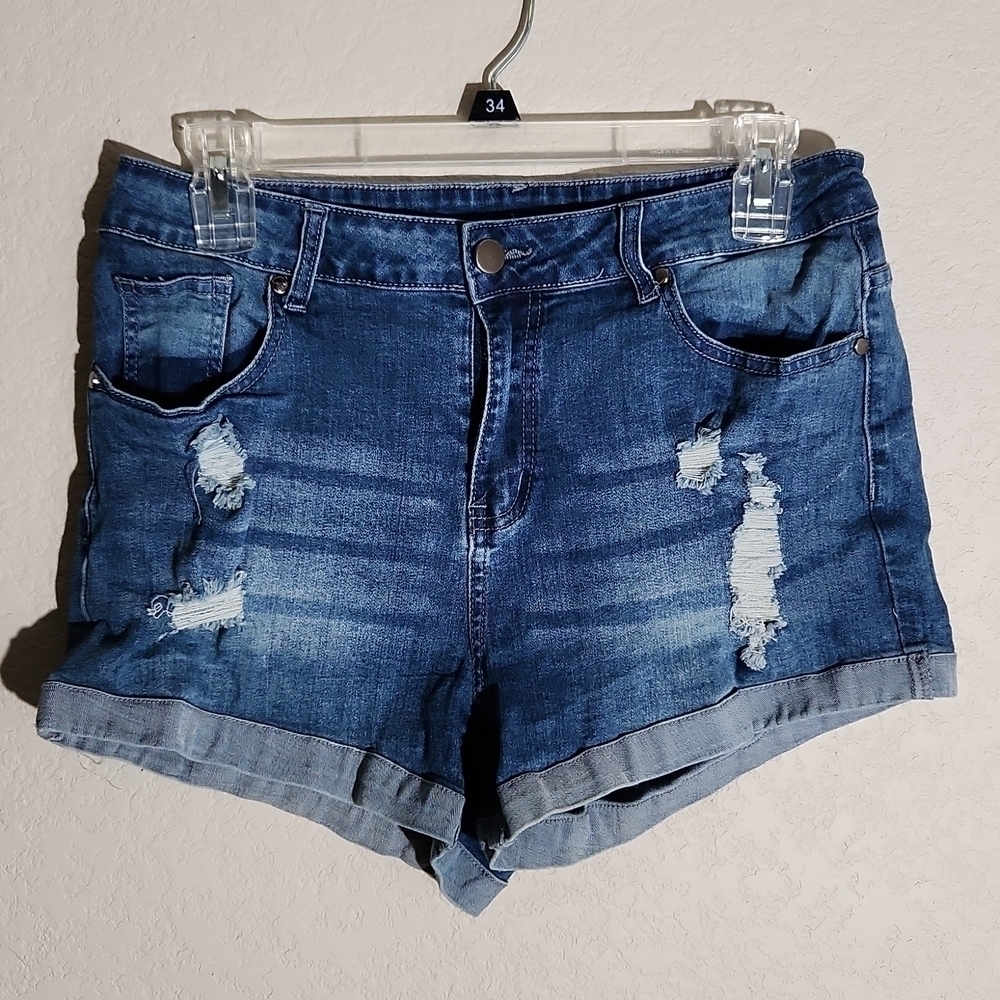Festival Shorts Distressed Denim Holes size L